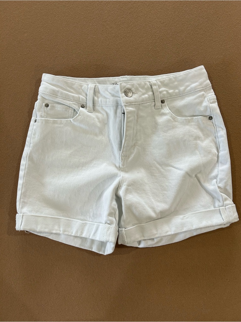 Time and Tru White Rolled-Hem Jean Shorts